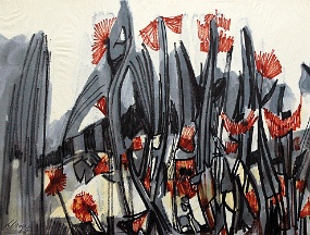 Gerhard Elsner Bluehende Pflanzen, 1968, Aquarell und Tusche auf Papier, 33 x 43 cm
