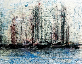 Gerhard Elsner Mastenwald, 1976, Farbkreide auf Papier, 27.6 x 35.3 cm